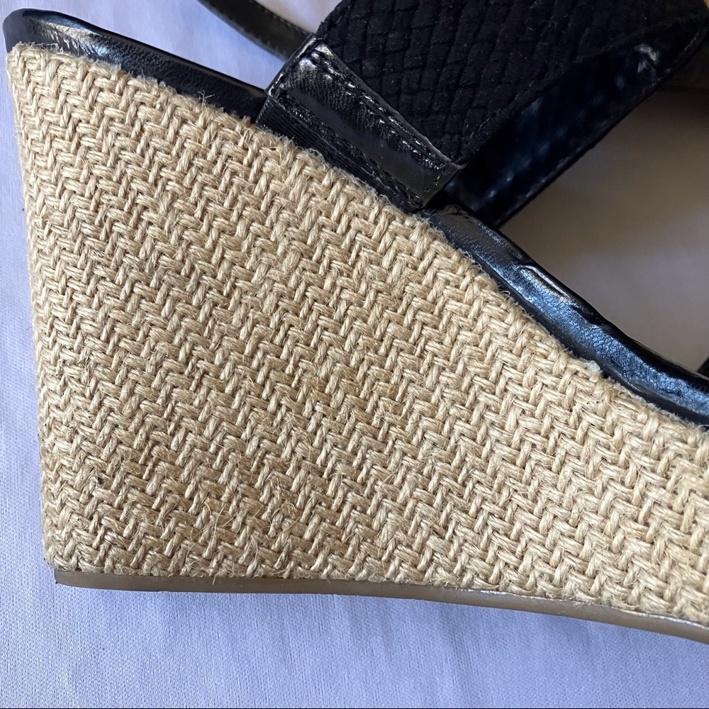 Style & Co. Black woven strap, sling back wedge heel,  Jute heel 4” Size 9 - Picture 5 of 8